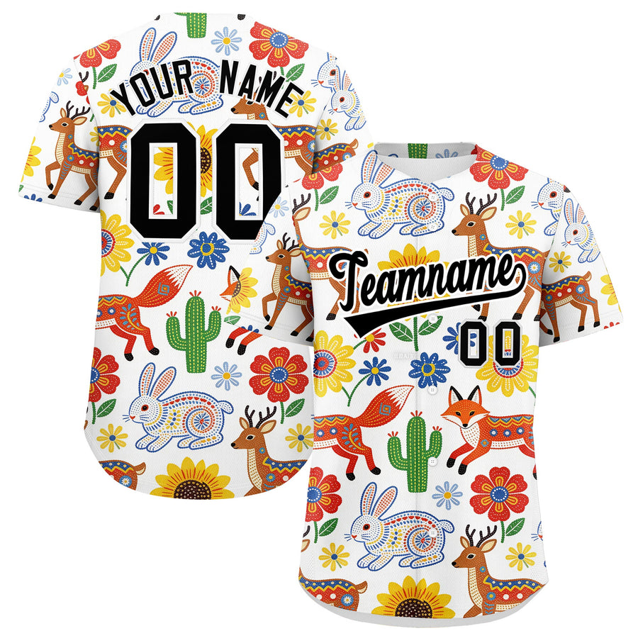 Custom White Black Graffiti Pattern Mexican style Stretch Fabric Baseball Jersey | BuyFootballJersey