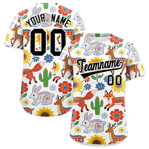 Custom White Black Graffiti Pattern Mexican style Stretch Fabric Baseball Jersey | BuyFootballJersey