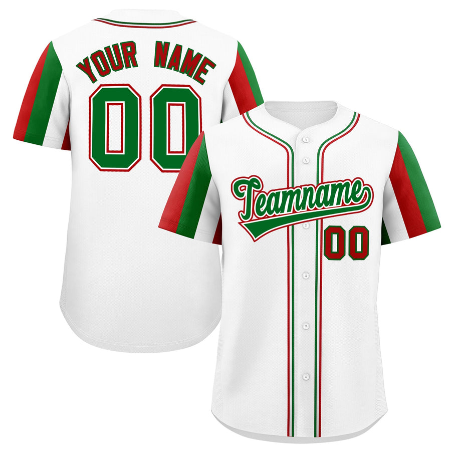 Custom White Kelly Green Red Graffiti Pattern Mexican style Stretch Fabric Baseball Jersey | BuyFootballJersey