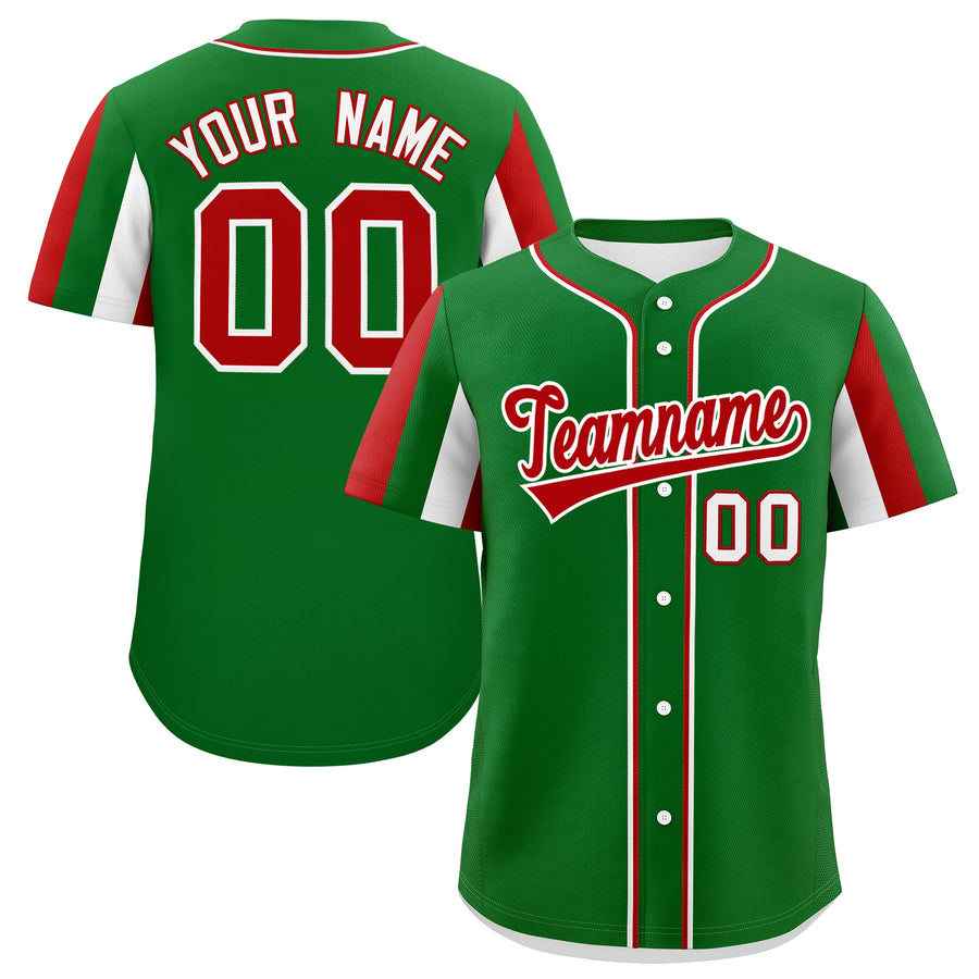 Custom Kelly Green White Red Graffiti Pattern Mexican style Stretch Fabric Baseball Jersey | BuyFootballJersey