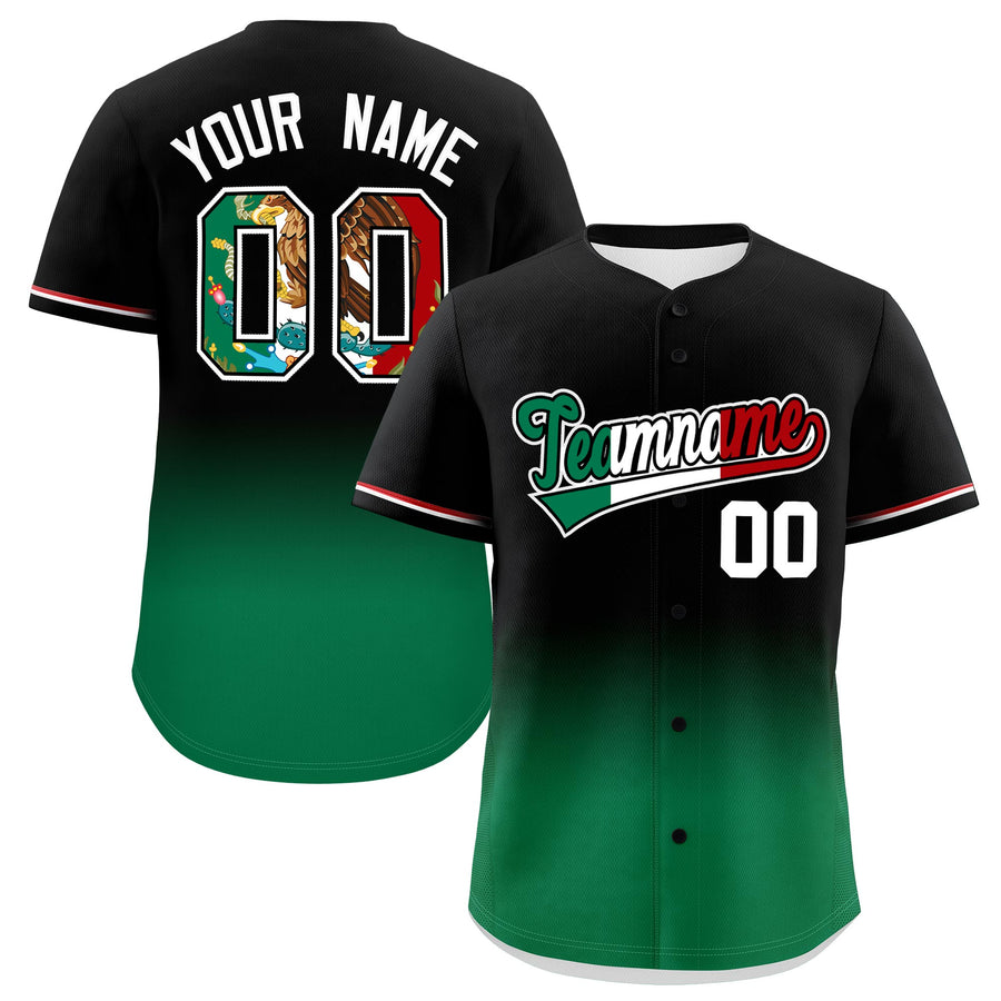 Custom Black Kelly Green White Graffiti Pattern Mexican style Stretch Fabric Baseball Jersey | BuyFootballJersey