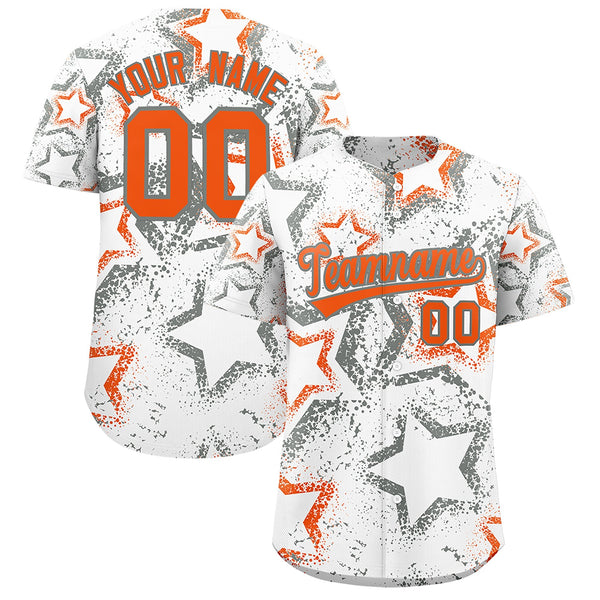 Custom White Orange Star-Shaped Ink Texture Graffiti Pattern Baseball Jersey | BuyFootballJersey