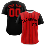 Custom Red Black Pinstripe Personalized Two-Tone Baseball Jersey | BuyFootballJersey