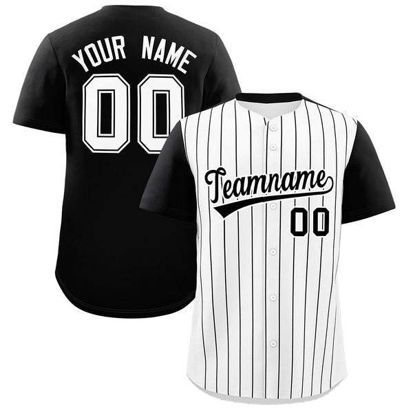 Custom White Black Pinstripe Personalized Two-Tone Baseball Jersey | BuyFootballJersey