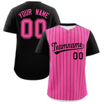 Custom Pink Black Pinstripe Personalized Two-Tone Baseball Jersey | BuyFootballJersey