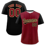 Custom Crimson Black Pinstripe Personalized Two-Tone Baseball Jersey | BuyFootballJersey