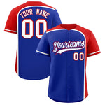 Custom Royal Red Personalized Color Block Baseball jersey | BuyFootballJersey