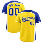 Custom Gold Royal Personalized Color Block Baseball jersey | BuyFootballJersey