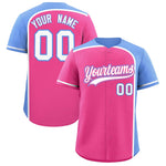 Custom Pink Light Blue Personalized Color Block Baseball jersey | BuyFootballJersey