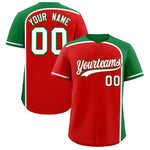 Custom Red Kelly Green Personalized Color Block Baseball jersey | BuyFootballJersey