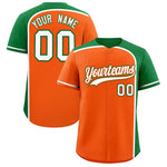 Custom Orange Kelly Green Personalized Color Block Baseball jersey | BuyFootballJersey