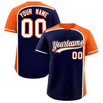 Custom Navy Orange Personalized Color Block Baseball jersey | BuyFootballJersey