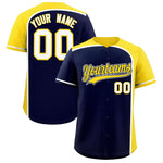 Custom Navy Gold Personalized Color Block Baseball jersey | BuyFootballJersey