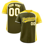 Custom Olive Gold Personalized Color Block Baseball jersey | BuyFootballJersey