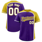 Custom Purple Old Gold Personalized Color Block Baseball jersey | BuyFootballJersey