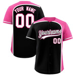 Custom Black Pink Personalized Color Block Baseball jersey | BuyFootballJersey