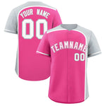 Custom Pink Silver Personalized Color Block Baseball jersey | BuyFootballJersey