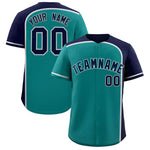 Custom Aqua Navy Personalized Color Block Baseball jersey | BuyFootballJersey