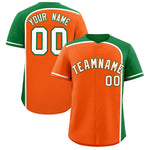 Custom Orange Kelly Green Personalized Color Block Baseball jersey | BuyFootballJersey