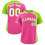 Custom Pink Neon Green Personalized Color Block Baseball jersey | BuyFootballJersey