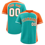 Custom Aqua Orange Personalized Color Block Baseball jersey | BuyFootballJersey