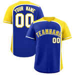 Custom Royal Gold Personalized Color Block Baseball jersey | BuyFootballJersey