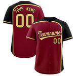 Custom Crimson Black Personalized Color Block Baseball jersey | BuyFootballJersey