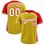Custom Old Gold Red Personalized Color Block Baseball jersey | BuyFootballJersey