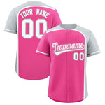 Custom Pink Silver Personalized Color Block Baseball jersey | BuyFootballJersey