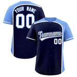 Custom Navy Light Blue Personalized Color Block Baseball jersey | BuyFootballJersey