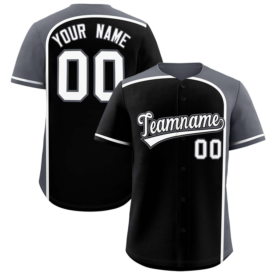 Custom Black Gray Personalized Color Block Baseball jersey | BuyFootballJersey