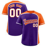 Custom Purple Orange Personalized Color Block Baseball jersey | BuyFootballJersey