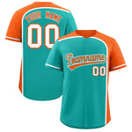 Custom Aqua Orange Personalized Color Block Baseball jersey | BuyFootballJersey