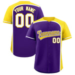 Custom Purple Gold Personalized Color Block Baseball jersey | BuyFootballJersey