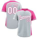 Custom Silver Pink Personalized Color Block Baseball jersey | BuyFootballJersey