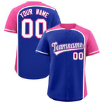 Custom Royal Pink Personalized Color Block Baseball jersey | BuyFootballJersey
