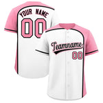 Custom White Light Pink Personalized Color Block Baseball jersey | BuyFootballJersey
