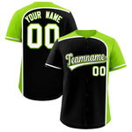 Custom Black Neon Green Personalized Color Block Baseball jersey | BuyFootballJersey