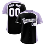 Custom Black Light Purple Personalized Color Block Baseball jersey | BuyFootballJersey