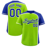 Custom Neon Green Royal Personalized Color Block Baseball jersey | BuyFootballJersey