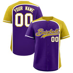 Custom Purple Old Gold Personalized Color Block Baseball jersey | BuyFootballJersey