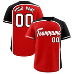 Custom Red Black Personalized Color Block Baseball jersey | BuyFootballJersey