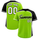 Custom Neon Green Black Personalized Color Block Baseball jersey | BuyFootballJersey