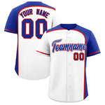 Custom White Royal Personalized Color Block Baseball jersey | BuyFootballJersey