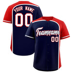 Custom Navy Red Personalized Color Block Baseball jersey | BuyFootballJersey