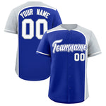 Custom Royal Silver Personalized Color Block Baseball jersey | BuyFootballJersey