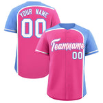 Custom Pink Light Blue Personalized Color Block Baseball jersey | BuyFootballJersey