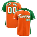 Custom Orange Kelly Green Personalized Color Block Baseball jersey | BuyFootballJersey