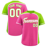 Custom Pink Neon Green Personalized Color Block Baseball jersey | BuyFootballJersey