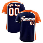 Custom Navy Orange Personalized Color Block Baseball jersey | BuyFootballJersey